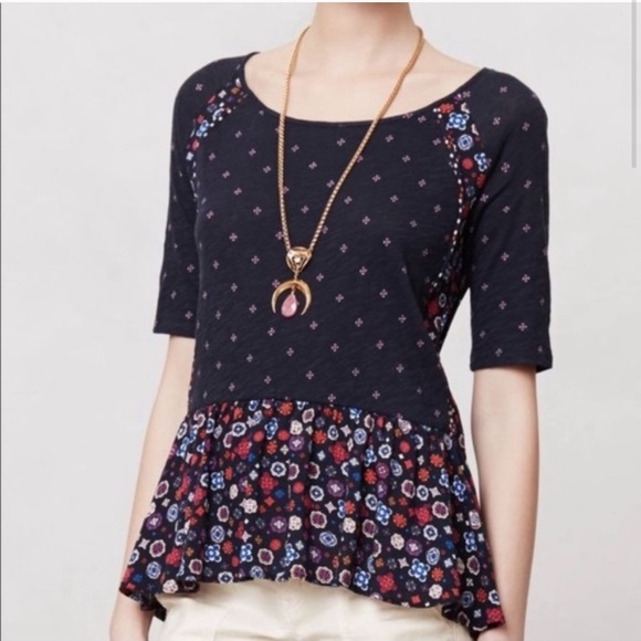 Anthropologie Tops - Anthropologie Postmark Floral Peplum Top